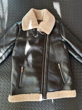 Sanctuary Faux Shearling-Trimmed Vegan Leather Moto Jacket